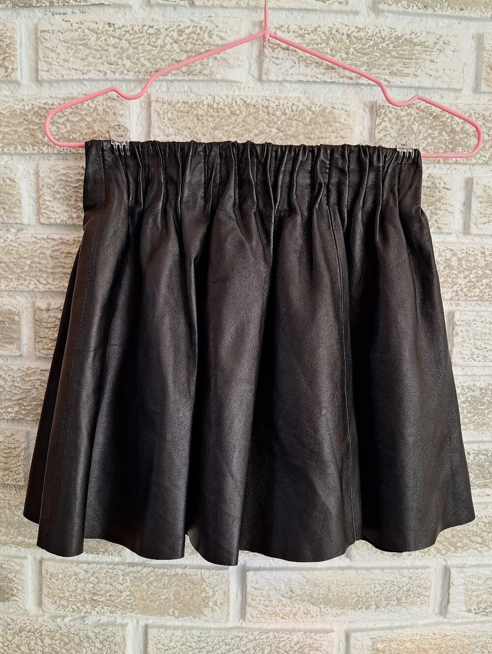 Vintage Leather Mini Skirt - Pleated - Waggon Paris Size XS Goth Grunge Punk Alt